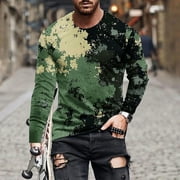 Drindf Mens Long Sleeve Tees Big and Tall Military Tactical T Shirts Fashion Camo Graphic Tee Loose Fit Crew Neck Tops Lightweight Tshirts