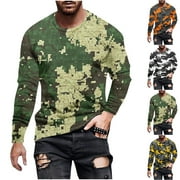 Drindf Mens Military Tactical Shirts Fashion Camo Graphic Tshirts Casual Long Sleeve Tops Breathable Comfort T Shirt Moisture Wicking Workout Tshirts