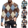 thumbnail image 1 of Drindf Mens Argyle Checkered T Shirts Big and Tall Long Sleeve Tops Lightweight Casual Basic Tees Comfort Round Neck Tshirts Loose Fit Fall Clothes, 1 of 6