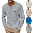 thumbnail image 1 of Drindf Mens Big and Tall Waffle Shirts Casual Button Up Henley Shirt Long Sleeve Plain Tops Loose Fit Crewneck Blouses Solid Raglan Sleeves Shirts, 1 of 9