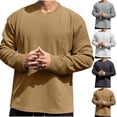 thumbnail image 1 of Drindf Ribbed Knit Shirts for Men Long Sleeve Casual Tops Loose Fit Plain T-Shirt Breathable Lightweight Crewneck Pullover Top Solid Color Fall Clothes, 1 of 8