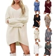 thumbnail image 1 of Drindf Women's Sweater Dresses Trendy V Neck Long Pullover Sweaters Oversized Slouchy Jumpers Casual Long Sleeve Dresses for Fall 2025, 1 of 6