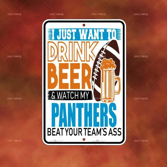 Drink Beer Panthers Football Sign Home Room Wall Art Gift Decor Funny A3085