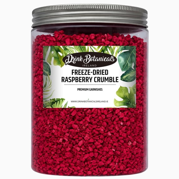 Drink Botanicals | Freeze Dried Raspberry Crumble Grit Pieces | 100% Natural | 5.29oz, 150 Grams | Non-GMO | Dried Raspberries for baking, Garnishing, Cakes | Raspberry Pieces | Pet Recyclable Jar