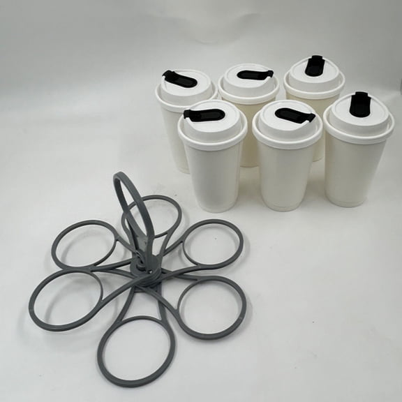 Drink Carrier, Foldable Cup Holder, Rotating Beverage Caddy, Reusable Drink Organizer with Handle for Coffee Tea