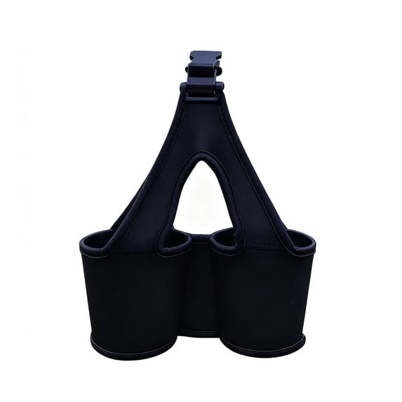 Drink Carrier Tote, Solid Black Neoprene Dual Cup Holder, 1 Pack Clip On Hanging Beverage Carrier, For Outdoor Travel Picnic Grocery Shopping Coffee Run