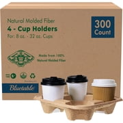Drink Cup Carriers Disposable , 4 Cup Holders 300 Pack Coffee Cups Trays , Paper Cardboard Holder for Delivery