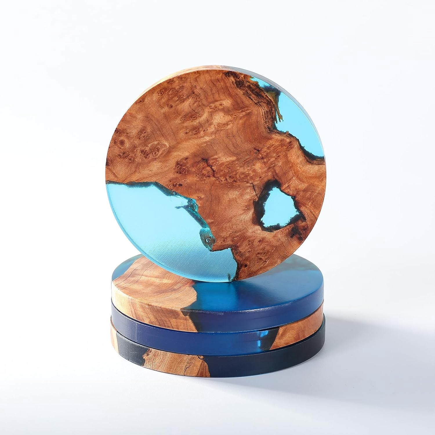 Drink Coaster Set, Wooden Bar Coasters, Resin Coaster for Coffee Table ...