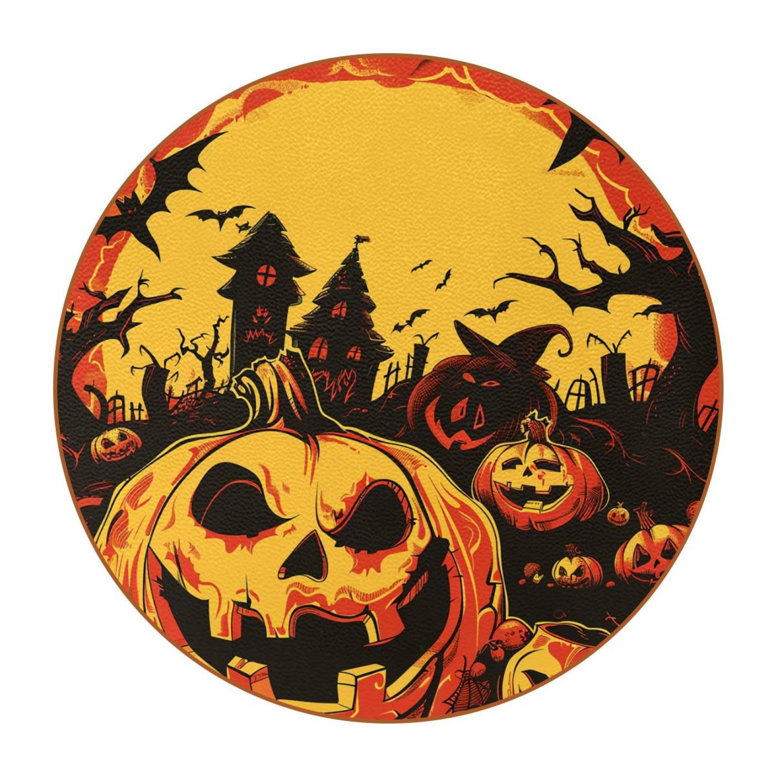 Drink Coasters, 6 Pcs Drink Coasters, Halloween Pumpkin Bat Skull