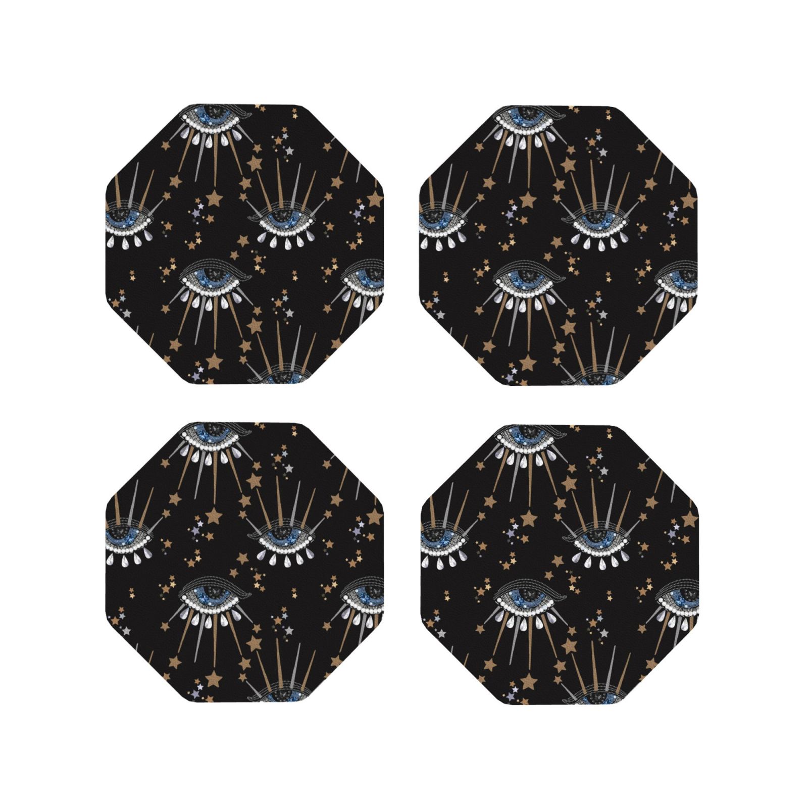 Drink Coasters, Artistic Eye Stars -PVC Leather Coasters Sets of 4 for ...