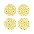 thumbnail image 1 of Drink Coasters, Daisies Flowers Yellow -PVC Leather Coasters Sets of 4 for Tabletop Protection - Bar Accessories, Coasters for Drinks Cup Aesthetic Coasters Home Office Decor Octagon, 1 of 5