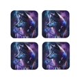 thumbnail image 1 of Drink Coasters, Feathered Wolf -PVC Leather Coasters Sets of 4 for Tabletop Protection - Bar Accessories, Coasters for Drinks Cup Aesthetic Coasters Home Office Decor Square, 1 of 5