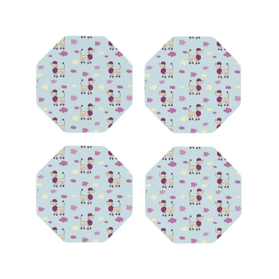 Drink Coasters, Funny Cute Poodle Dog_A -PVC Leather Coasters Sets of 4 for Tabletop Protection - Bar Accessories, Coasters for Drinks Cup Aesthetic Coasters Home Office Decor Octagon