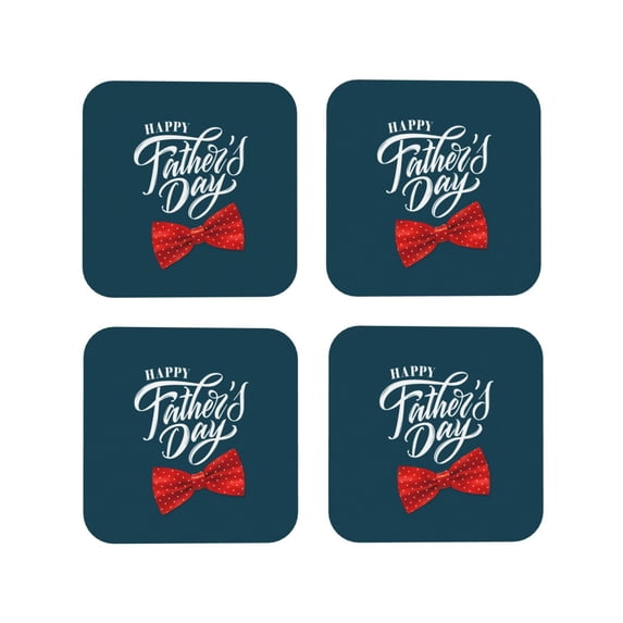 Drink Coasters, Happy Father's Day (3) -PVC Leather Coasters Sets of 4 for Tabletop Protection - Bar Accessories, Coasters for Drinks Cup Aesthetic Coasters Home Office Decor Square