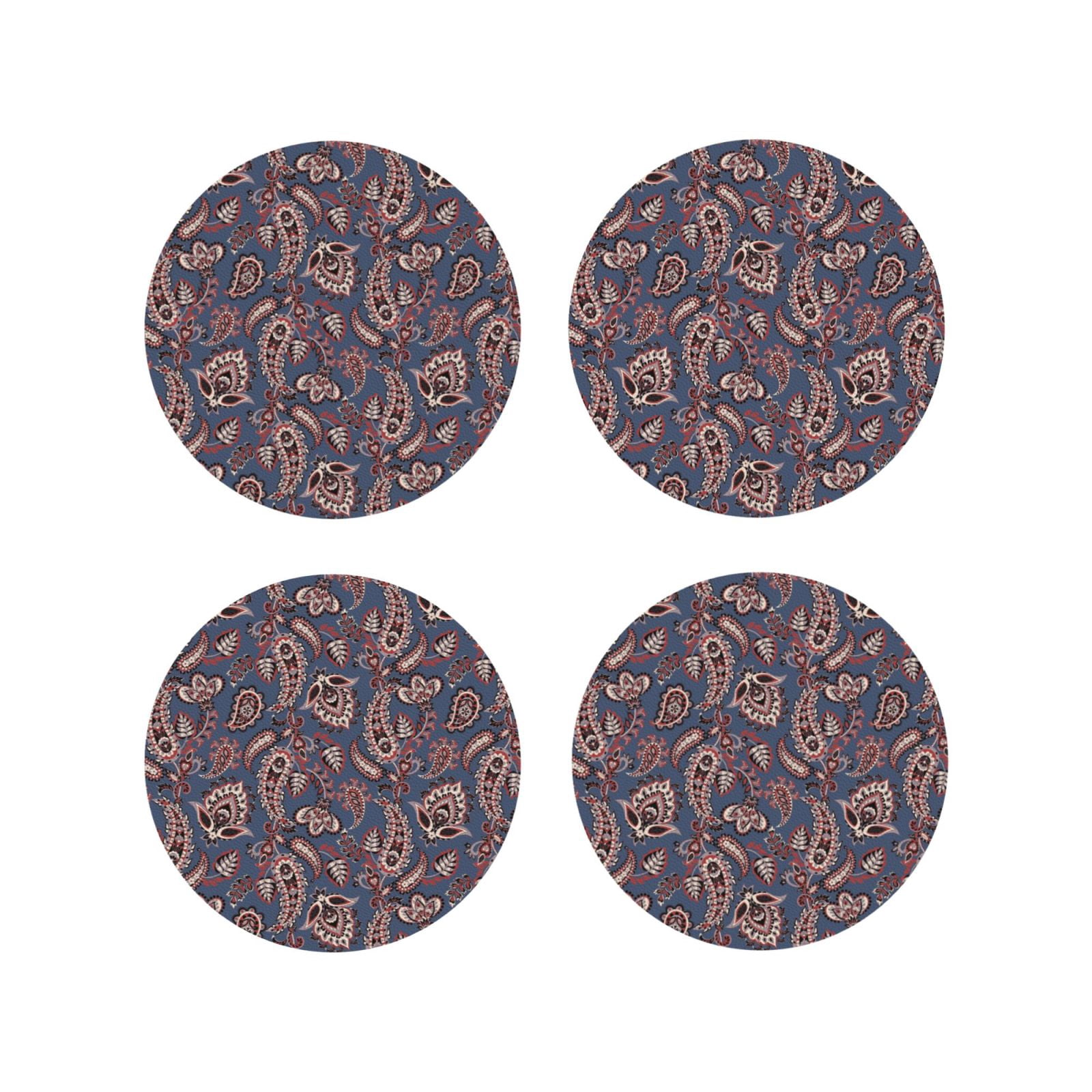 Patterned Coasters Drink Coasters, Paisley Pattern No.90110 -PVC Leather Coasters Sets of ...