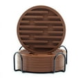 thumbnail image 1 of Drink Coasters Set of 6 with Holder, Silicone Coasters Tabletop Protection for Any Table Type, Wood, Glass, Stone Tables, Dishwasher Safe, Coasters for Drinks Fits Any Size of Drinking Glasses(Brown), 1 of 5