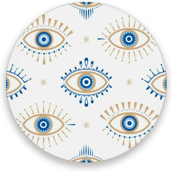 Drink Coasters Set of 4, Evil Eye Highly Absorbent Ceramic Stone Coaster with Cork Base for Tabletop Protection, for Home Bar Office Cup Coasters