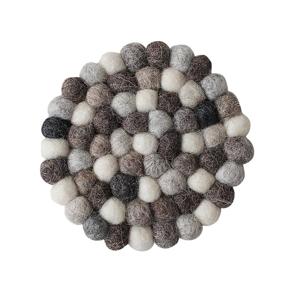 Drink Coasters, Wool Felt, Pom Poms, Coffee Table Coasters, 4*4in, Heat Protection, Handmade, Mixed Neutral Tones, 1 Pc, Table Coasters