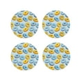 thumbnail image 1 of Drink Coasters, Yellow Blue Donut Print -PVC Leather Coasters Sets of 4 for Tabletop Protection - Bar Accessories, Coasters for Drinks Cup Aesthetic Coasters Home Office Decor Round Shape, 1 of 5
