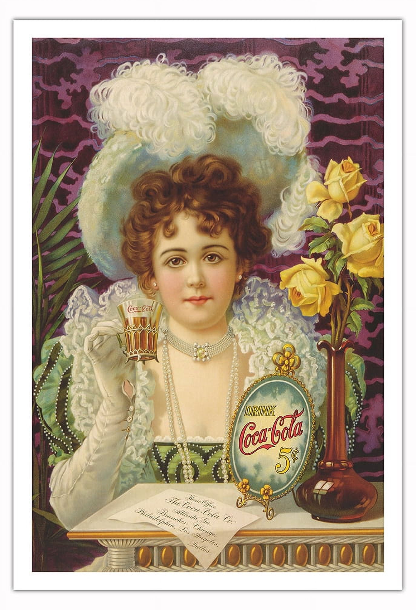 1924年Coca-Cola ヴィンテージ広告の 額装品 Drink-Coca-Cola-5-Cents-