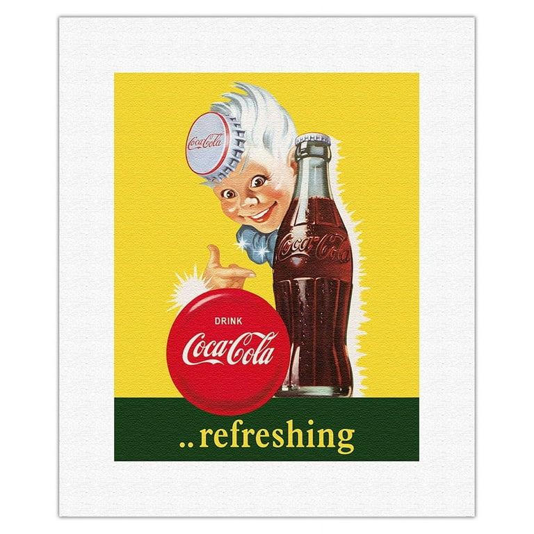 Drink Coca Cola - Refreshing - Vintage Advertising Poster c