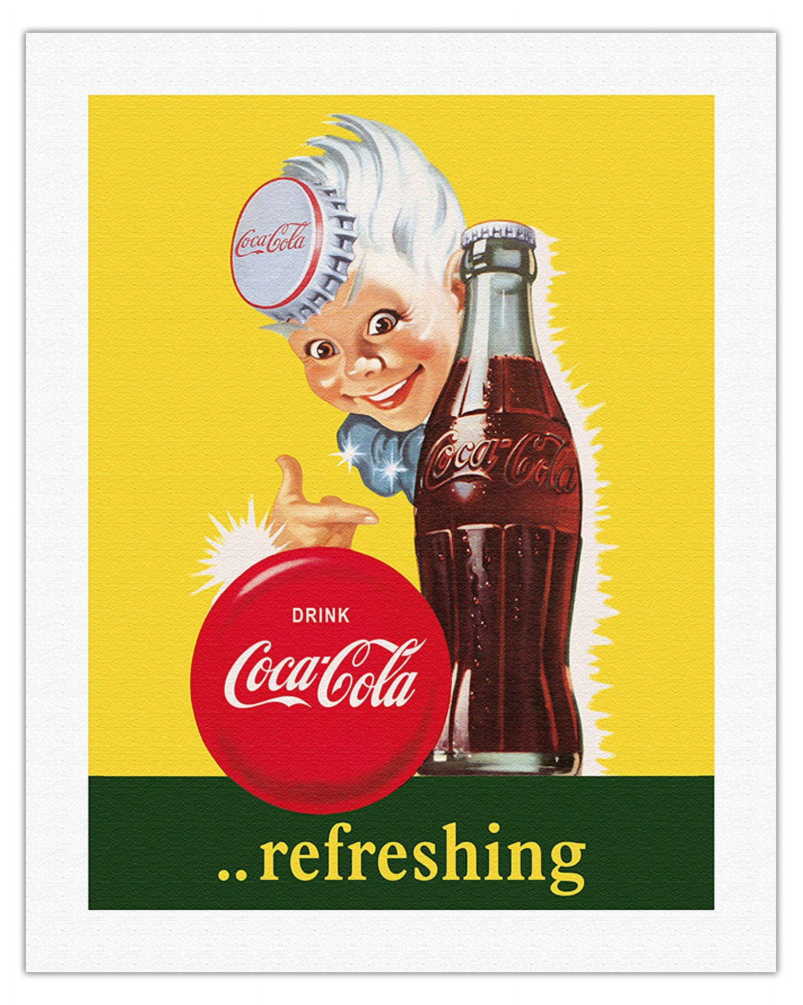 Drink Coca Cola - Refreshing - Vintage Advertising Poster c.1950s