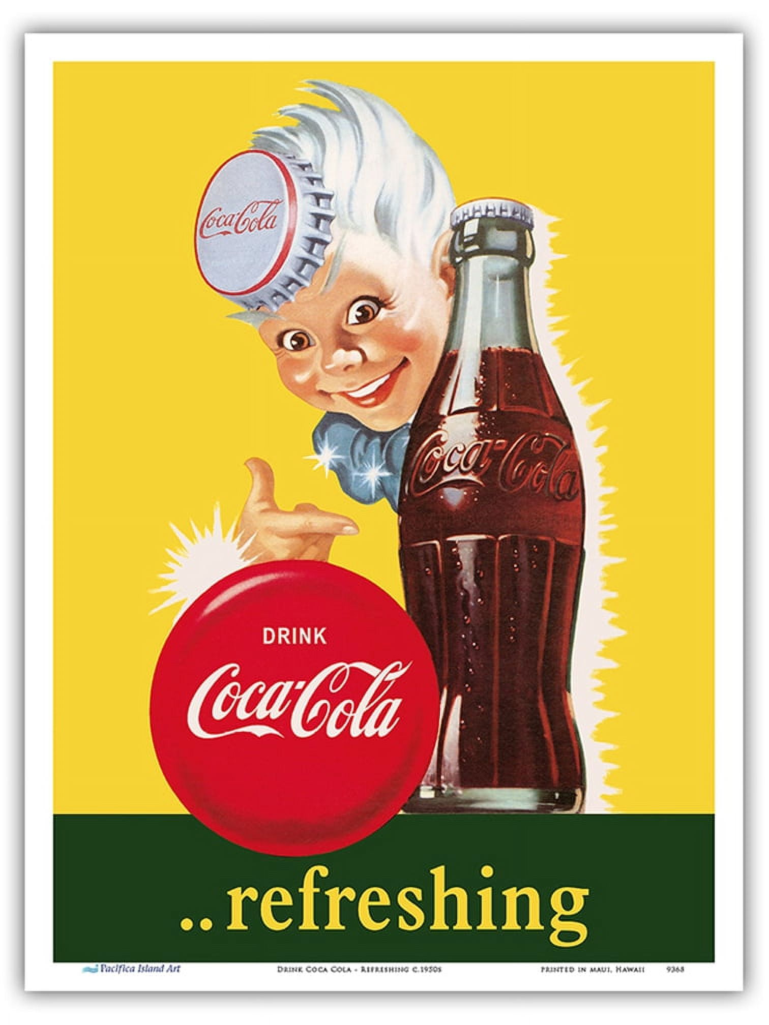 Drink Coca Cola - Refreshing - Vintage Advertising Poster c