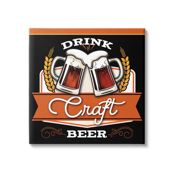 Drink Craft Beer Vintage Phrase Food & Beverage Graphic Art Gallery Wrapped Canvas Print Wall Art