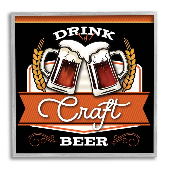 Drink Craft Beer Vintage Phrase Food & Beverage Graphic Art Gray Framed Art Print Wall Art