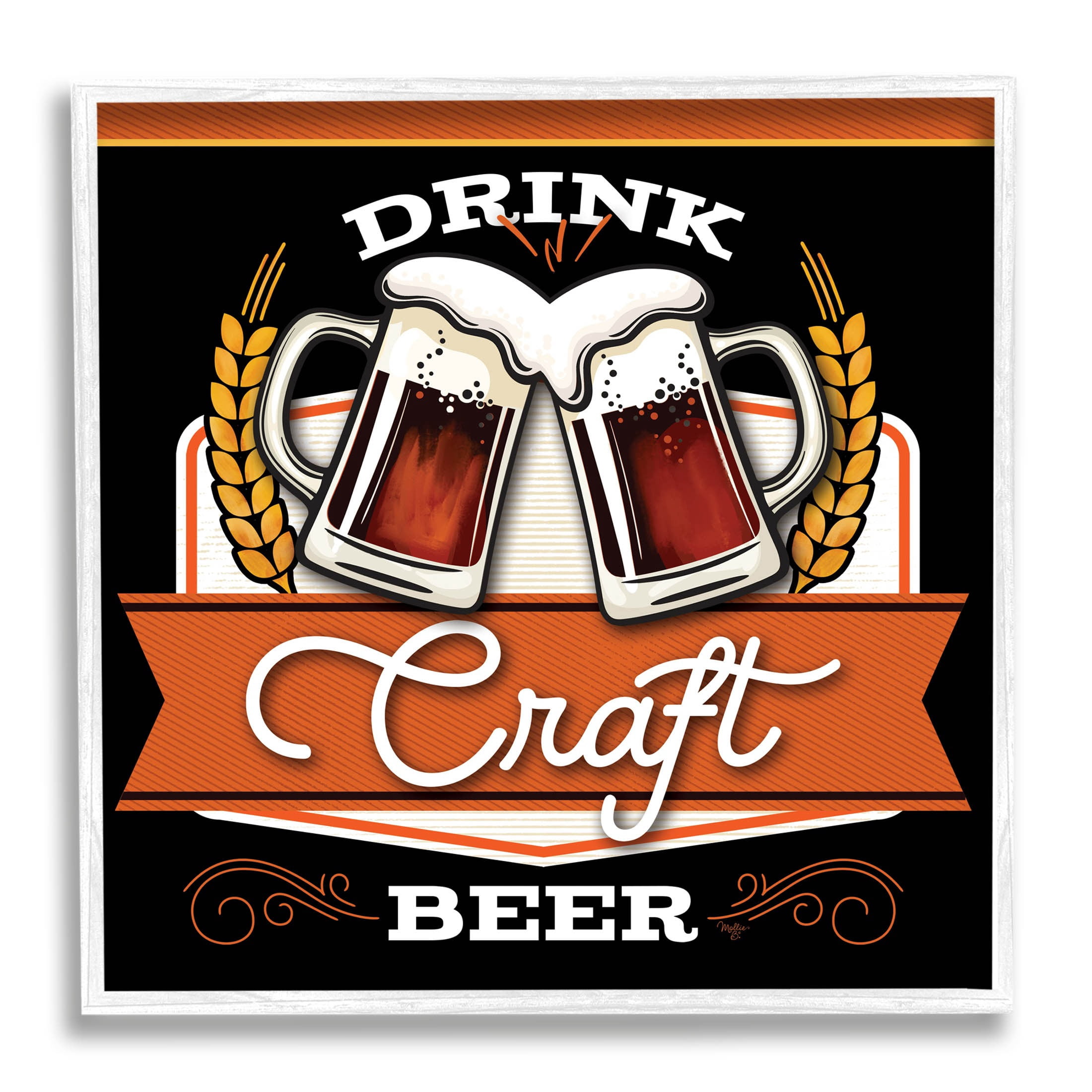 Drink Craft Beer Vintage Phrase Food & Beverage Graphic Art White Framed Art Print Wall Art