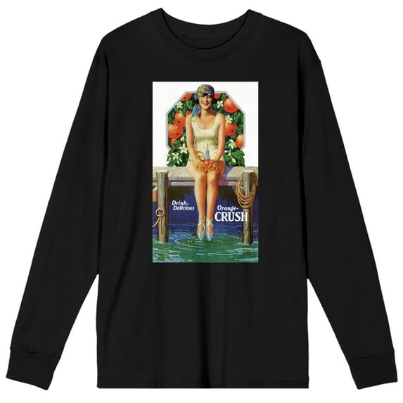 Drink Delicious Orange Crush Men's Black Long Sleeve Shirt-Small