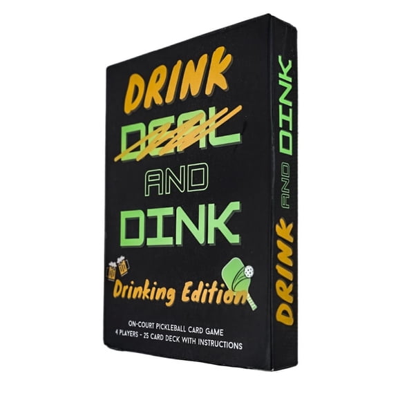 Drink & Dink Pickleball Drinking Card Game 25 Fun & Chaotic Challenge Cards for Competitive, Laugh-Out-Loud Pickleball Matches