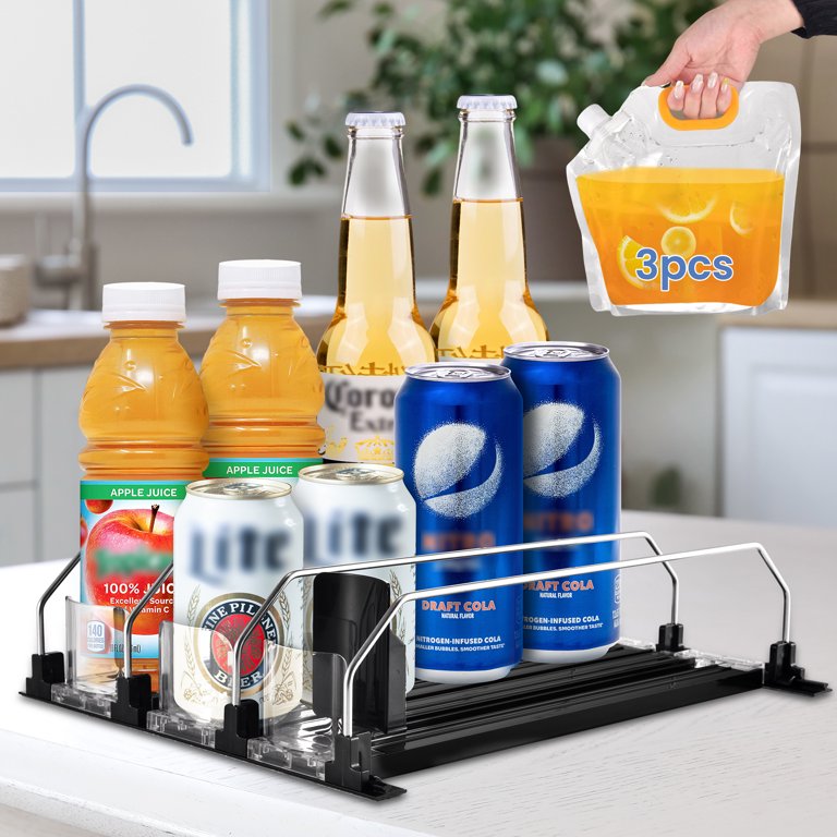 ARC Supplies Drink Dispenser for Fridge, Adjustable Width Beverage  Organizer, Self-Push Soda Can Storage, 3 Row Black - Walmart.com