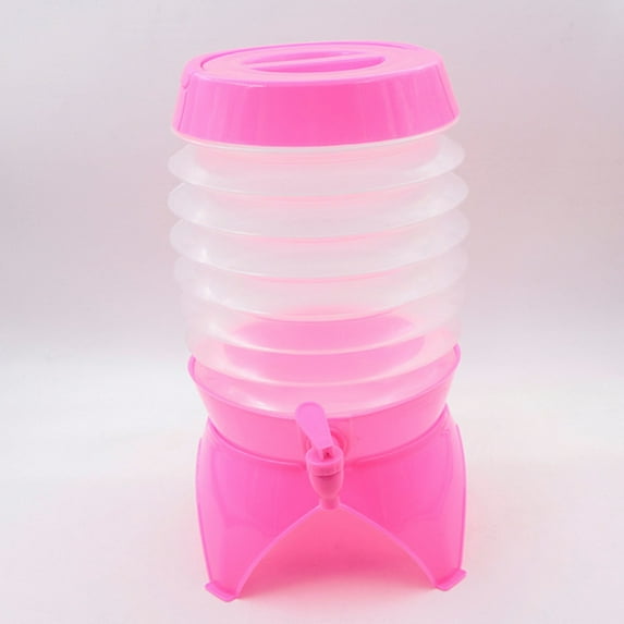 Drink Dispenser, Lemonade Juice Beverage Dispenser,Beer Beverage Dispenser Water Container with Spigot for Picnic Outdoor Party, Portable, Collapsible, Clear, 5.5L