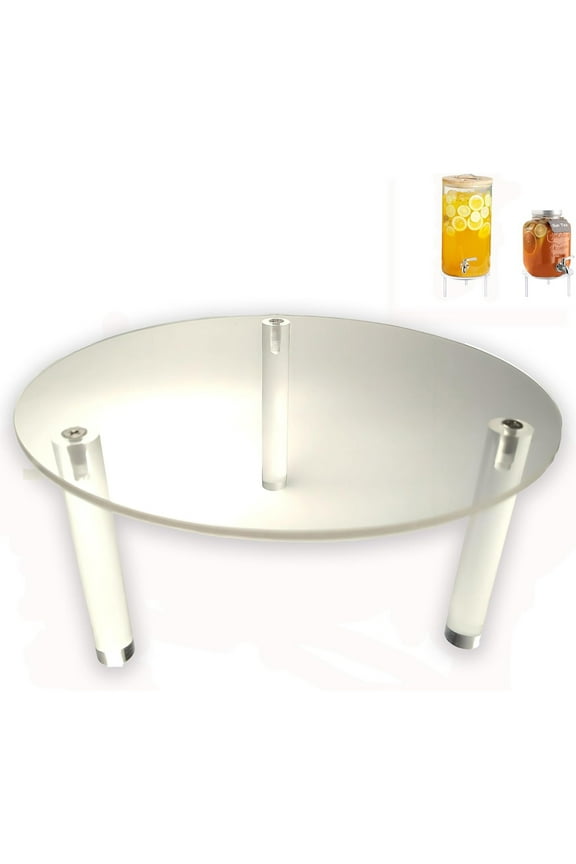 Clear Acrylic Display Stand for Drink Dispensers - 20cm Diameter Capacity, Versatile Riser for Parties, Plants & Desserts