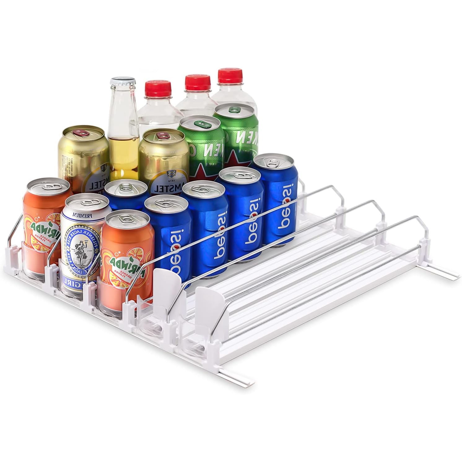 OKITCHEN 5-Row Can & Bottle Dispenser For Fridge - Holds 25 Cans, Auto-Push Organizer For Pantry Or Countertop - View #9