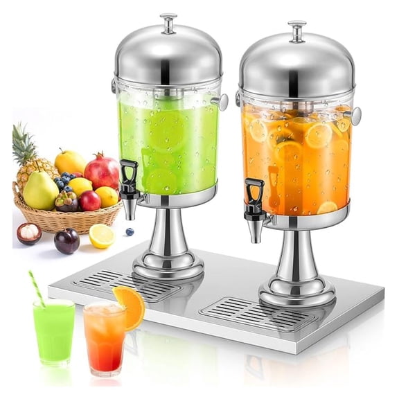 Drink Dispensers for Parties, 4.4 Gallon Beverage Dispenser with Stand & Ice , Stainless Steel Beverage Dispenser, Hot Cold Juice Dispenser with Drip Tray for Bar Buffet Home