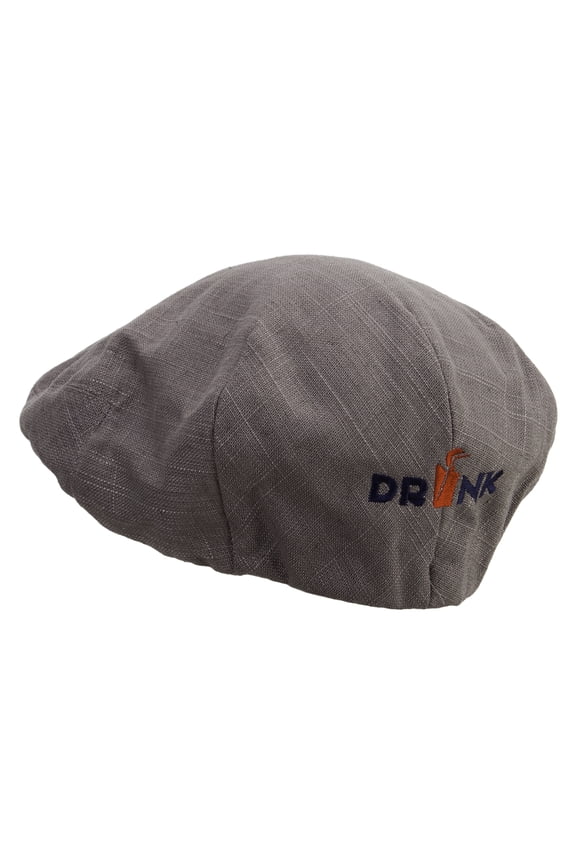 Drink Embroidered Big Size Men's Linen Ivy Cap - Charcoal XL-2XL