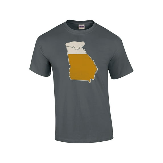 Drink Georgia Funny Adult Beer Short Sleeve T-shirt-Charcoal-Small