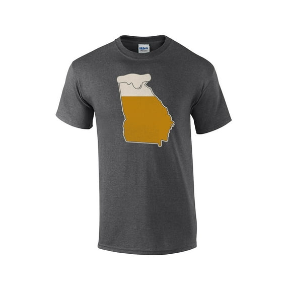 Drink Georgia Funny Adult Beer Short Sleeve T-shirt-HeatherGray-Small