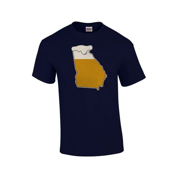 Drink Georgia Funny Adult Beer Short Sleeve T-shirt-Navy-Medium