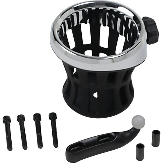 Drink Holder Perch Mount Chrome Plated & Rubber, Black Finish , 8" x 6" x 5"