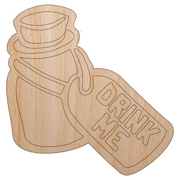 Drink Me Potion Bottle from Alice In Wonderland Wood Shape Unfinished Piece Cutout Craft DIY Projects - 4.70 Inch Size - 1/4 Inch Thick