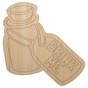 Drink Me Potion Bottle from Alice In Wonderland Wood Shape Unfinished Piece Cutout Craft DIY Projects - 4.70 Inch Size - 1/8 Inch Thick
