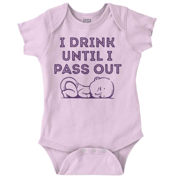 Drink Milk Pass Out Babies Adorable Romper Boys or Girls Infant Baby Brisco Brands 24M