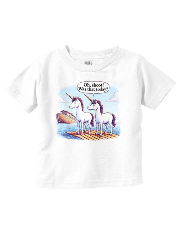 Funny Noah's Ark Unicorn Humor Infant Toddler Graphic Tee For Boys or Girls Brisco Brands 5T