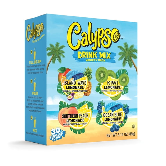 Drink Mix Variety Pack Lemonade Powdered 30 Singles To Count Packets Go Calypso