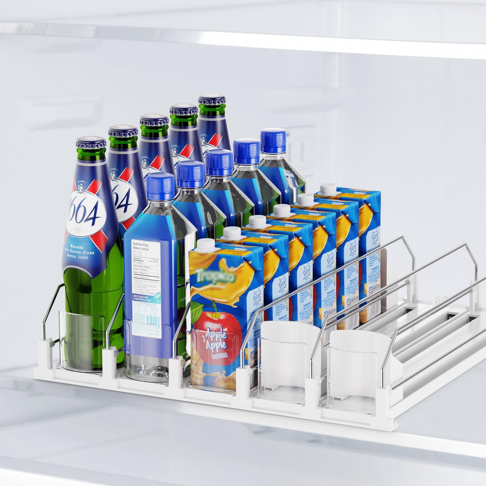 LJSXFI Drink Organizer for Fridge, Soda Can Dispenser for Refrigerator, Self Pushing Fridge Drink Organizer, Holds up to 25 Cans, 5 Row