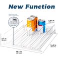 thumbnail image 1 of Drink Organizer for Fridge - Spring Loaded Pusher Glide,  Pushing Soda Can Dispenser, Beer Bottle Beverage Holder for Refrigerator - 4 Rows, White, 1 of 5