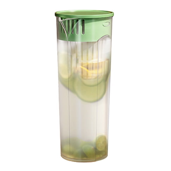 Drink Pitcher 1L Plastic Cold Kettle with Lid for Refrigerator, Ideal for Iced Tea Lemonade Infused Water, Food Safe Easy Pour Spout, Durable and Dishwasher Safe for Home Kitchen Bar Use
